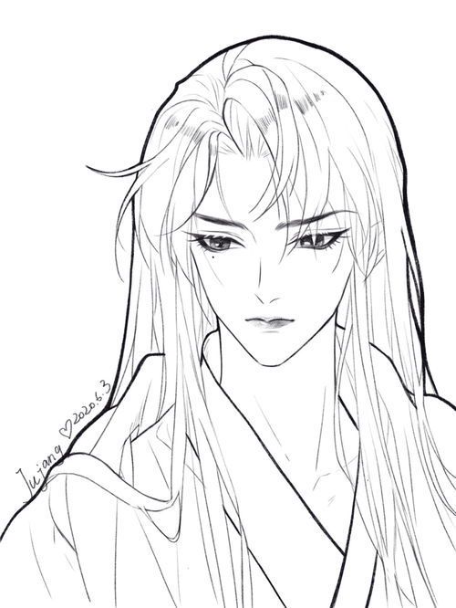 忧郁男子绘画素材指南